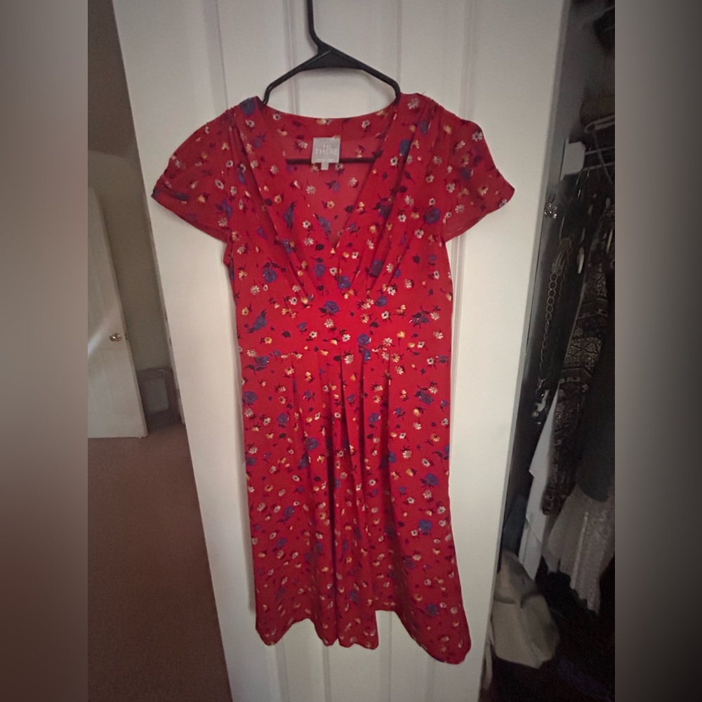 Hi There, Karen Walker, midi floral red dress, XS